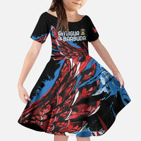 Antigua and Barbuda Cricket Custom Kid Short Sleeve Dress Falcons Wings - Take Off - Wonder Print Shop