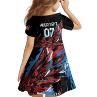 Antigua and Barbuda Cricket Custom Kid Short Sleeve Dress Falcons Wings - Take Off - Wonder Print Shop
