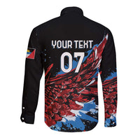 Antigua and Barbuda Cricket Custom Long Sleeve Button Shirt Falcons Wings - Take Off - Wonder Print Shop