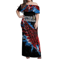 Antigua and Barbuda Cricket Custom Off Shoulder Maxi Dress Falcons Wings - Take Off - Wonder Print Shop