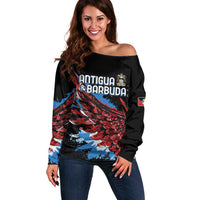 Antigua and Barbuda Cricket Custom Off Shoulder Sweater Falcons Wings - Take Off - Wonder Print Shop