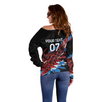 Antigua and Barbuda Cricket Custom Off Shoulder Sweater Falcons Wings - Take Off - Wonder Print Shop