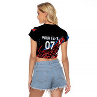 Antigua and Barbuda Cricket Custom Raglan Cropped T Shirt Falcons Wings - Take Off - Wonder Print Shop