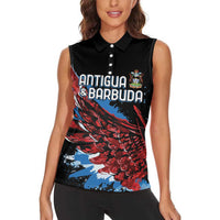 Antigua and Barbuda Cricket Custom Women Sleeveless Polo Shirt Falcons Wings - Take Off - Wonder Print Shop