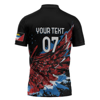 Antigua and Barbuda Cricket Custom Zipper Polo Shirt Falcons Wings - Take Off - Wonder Print Shop