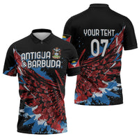 Antigua and Barbuda Cricket Custom Zipper Polo Shirt Falcons Wings - Take Off - Wonder Print Shop