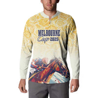 Melbourne Horse Racing Button Sweatshirt Yellow Rose Champion - Wonder Print Shop