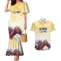 Melbourne Horse Racing Couples Matching Mermaid Dress and Hawaiian Shirt Yellow Rose Champion - Wonder Print Shop