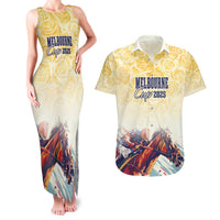 Melbourne Horse Racing Couples Matching Tank Maxi Dress and Hawaiian Shirt Yellow Rose Champion - Wonder Print Shop