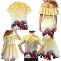 Melbourne Horse Racing Family Matching Mermaid Dress and Hawaiian Shirt Yellow Rose Champion - Wonder Print Shop