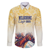 Melbourne Horse Racing Family Matching Off The Shoulder Long Sleeve Dress and Hawaiian Shirt Yellow Rose Champion - Wonder Print Shop