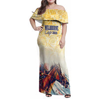 Melbourne Horse Racing Family Matching Off Shoulder Maxi Dress and Hawaiian Shirt Yellow Rose Champion - Wonder Print Shop