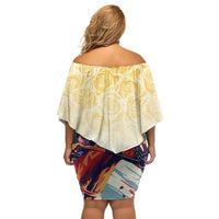 Melbourne Horse Racing Family Matching Off Shoulder Short Dress and Hawaiian Shirt Yellow Rose Champion - Wonder Print Shop