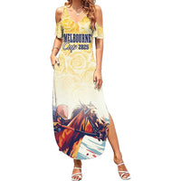Melbourne Horse Racing Family Matching Summer Maxi Dress and Hawaiian Shirt Yellow Rose Champion - Wonder Print Shop