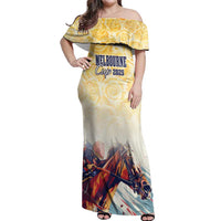 Melbourne Horse Racing Off Shoulder Maxi Dress Yellow Rose Champion - Wonder Print Shop