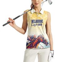 Melbourne Horse Racing Women Sleeveless Polo Shirt Yellow Rose Champion - Wonder Print Shop