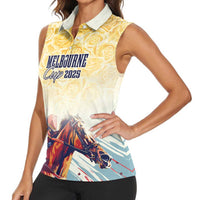 Melbourne Horse Racing Women Sleeveless Polo Shirt Yellow Rose Champion - Wonder Print Shop