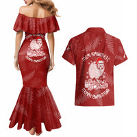 New Zealand Christmas Couples Matching Mermaid Dress and Hawaiian Shirt Silver Fern Mix Kiwi Bird Ver01 LT7 - Wonder Print Shop