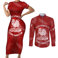 New Zealand Christmas Couples Matching Short Sleeve Bodycon Dress and Long Sleeve Button Shirts Silver Fern Mix Kiwi Bird Ver01 LT7 - Wonder Print Shop