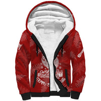 New Zealand Christmas Sherpa Hoodie Silver Fern Mix Kiwi Bird Ver01 - Wonder Print Shop