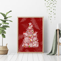 New Zealand Christmas Canvas Wall Art Silver Fern Mix Kiwi Bird Ver02 LT7 - Wonder Print Shop