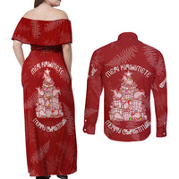 New Zealand Christmas Couples Matching Off Shoulder Maxi Dress and Long Sleeve Button Shirts Silver Fern Mix Kiwi Bird Ver02 LT7 - Wonder Print Shop