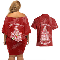 New Zealand Christmas Couples Matching Off Shoulder Short Dress and Hawaiian Shirt Silver Fern Mix Kiwi Bird Ver02 LT7 - Wonder Print Shop