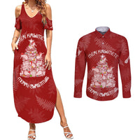 New Zealand Christmas Couples Matching Summer Maxi Dress and Long Sleeve Button Shirts Silver Fern Mix Kiwi Bird Ver02 LT7 - Wonder Print Shop