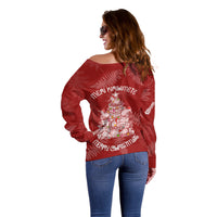 New Zealand Christmas Off Shoulder Sweater Silver Fern Mix Kiwi Bird Ver02 - Wonder Print Shop