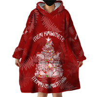 New Zealand Christmas Wearable Blanket Hoodie Silver Fern Mix Kiwi Bird Ver02 - Wonder Print Shop