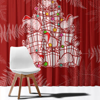 New Zealand Christmas Window Curtain Silver Fern Mix Kiwi Bird Ver02 - Wonder Print Shop