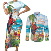 Aloha Hawaii Christmas Couples Matching Short Sleeve Bodycon Dress and Long Sleeve Button Shirt It's 5 o'clock Somewhere LT7 - Wonder Print Shop