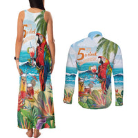 Aloha Hawaii Christmas Couples Matching Tank Maxi Dress and Long Sleeve Button Shirt It's 5 o'clock Somewhere LT7 - Wonder Print Shop
