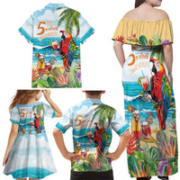 Aloha Hawaii Christmas Family Matching Off Shoulder Maxi Dress and Hawaiian Shirt It's 5 o'clock Somewhere LT7 - Wonder Print Shop