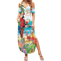 Aloha Hawaii Christmas Family Matching Summer Maxi Dress and Hawaiian Shirt It's 5 o'clock Somewhere - Wonder Print Shop