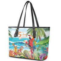 Aloha Hawaii Christmas Leather Tote Bag It's 5 o'clock Somewhere - Wonder Print Shop