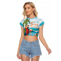 Aloha Hawaii Christmas Raglan Cropped T Shirt It's 5 o'clock Somewhere - Wonder Print Shop