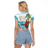 Aloha Hawaii Christmas Raglan Cropped T Shirt It's 5 o'clock Somewhere - Wonder Print Shop