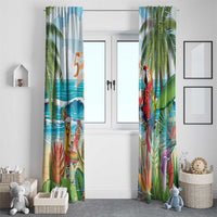 Aloha Hawaii Christmas Window Curtain It's 5 o'clock Somewhere - Wonder Print Shop