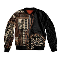 Samoa Siapo Motif Sleeve Zip Bomber Jacket Classic Style - Black Ver02 - Wonder Print Shop
