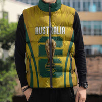 Australia Socceroos Custom Sleeveless Puffer Jacket 2026 Forever Golden - Wonder Print Shop