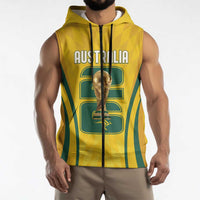 Australia Socceroos Custom Sleeveless Zip Hoodie 2026 Forever Golden - Wonder Print Shop