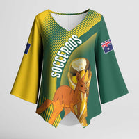 Australia Socceroos WC2026 Custom Kimono Sleeve Blouse Golden Champions - Wonder Print Shop