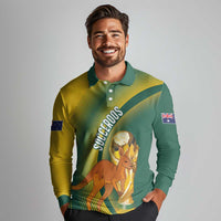 Australia Socceroos WC2026 Custom Long Sleeve Polo Shirt Golden Champions - Wonder Print Shop