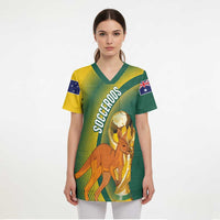Australia Socceroos WC2026 Custom Scrub Top Golden Champions - Wonder Print Shop