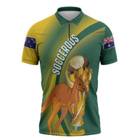 Australia Socceroos WC2026 Custom Zipper Polo Shirt Golden Champions - Wonder Print Shop