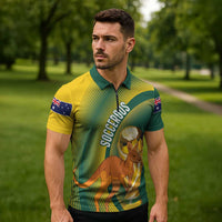 Australia Socceroos WC2026 Custom Zipper Polo Shirt Golden Champions - Wonder Print Shop