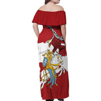 Poland-Lithuania Folk Patterns Family Matching Off Shoulder Maxi Dress and Hawaiian Shirt
