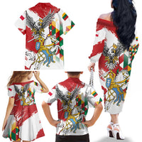 Poland-Lithuania Vytis and Royal Eagle Family Matching Off The Shoulder Long Sleeve Dress and Hawaiian Shirt