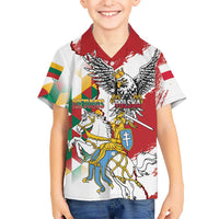 Poland-Lithuania Vytis and Royal Eagle Family Matching Off The Shoulder Long Sleeve Dress and Hawaiian Shirt